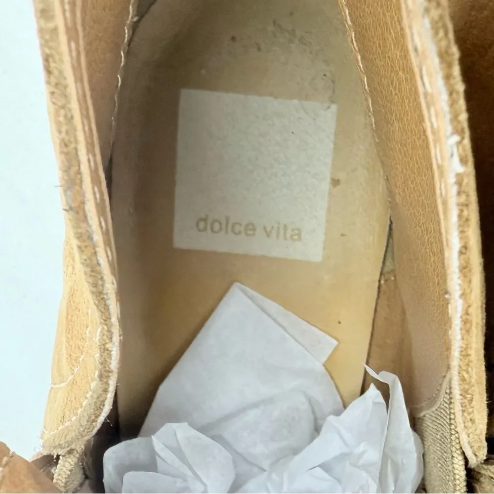 Dolce Vita TESSEY Khaki Suede Leather Stretch Slit Side Low Heel Ankle Boots